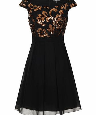 Dorothy Perkins Womens Little Mistress Black and Bronze Dress-