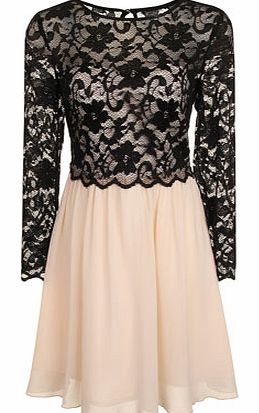 Womens Little Mistress Black and Cream Long