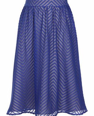 Dorothy Perkins Womens Little Mistress Blue Chevron Midi Skirt-