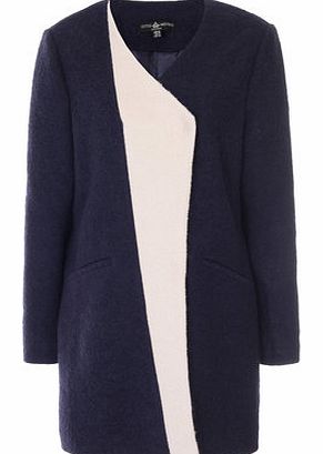 Womens Little Mistress Blue Contrast Lapel Wool
