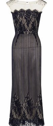 Dorothy Perkins Womens Little Mistress Blue Stripe Lace Maxi