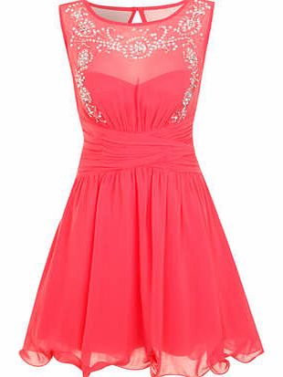 Dorothy Perkins Womens Little Mistress Coral Embellished Prom