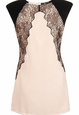 Womens Little Mistress Cream & Black Lace Panel