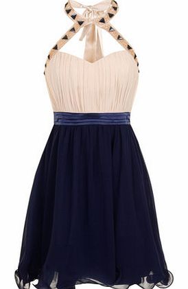 Dorothy Perkins Womens Little Mistress Cream Navy Halterneck