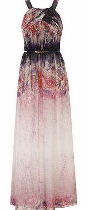 Womens Little Mistress Fade Print Chiffon Maxi