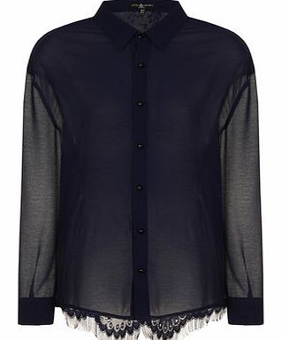 Dorothy Perkins Womens Little Mistress Navy Chiffon Lace Back