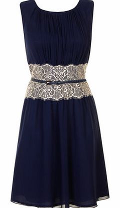 Dorothy Perkins Womens Little Mistress Navy Chiffon Lace Dress-