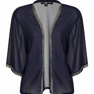Womens Little Mistress Navy Embellished Kimono-