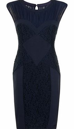 Womens Little Mistress Navy floral lace dress-