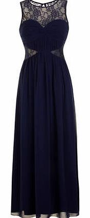 Womens Little Mistress Navy Floral Lace Maxi