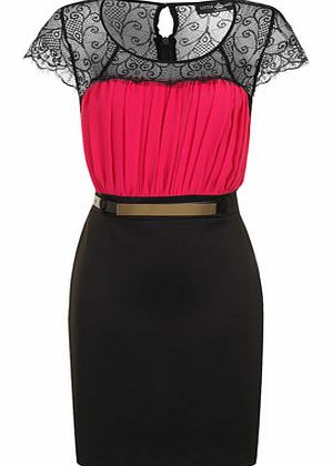 Womens Little Mistress Pink and black bodycon