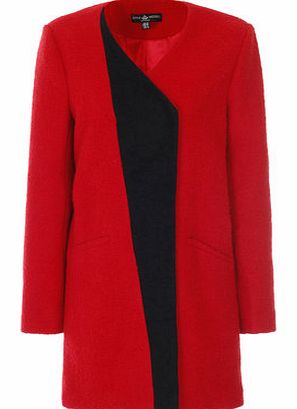 Womens Little Mistress Red Contrast Lapel Wool