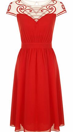 Womens Little Mistress Red Embroidered Dress-