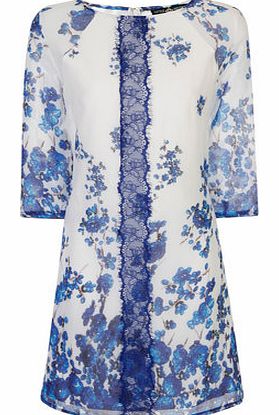 Dorothy Perkins Womens Little Mistress Tall Blue Floral Tunic