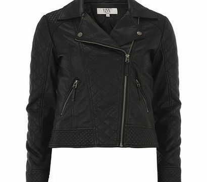 Dorothy Perkins Womens Lola Skye Black quilted pu jacket- Black