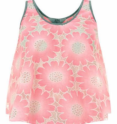 Womens Lola Skye Coral Daisy Lace Cami- Coral