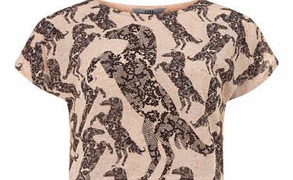 Dorothy Perkins Womens Lola Skye Horse Print Crop Tee- Orange