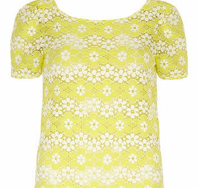 Womens Lola Skye Lime Daisy Lace Tee- Green