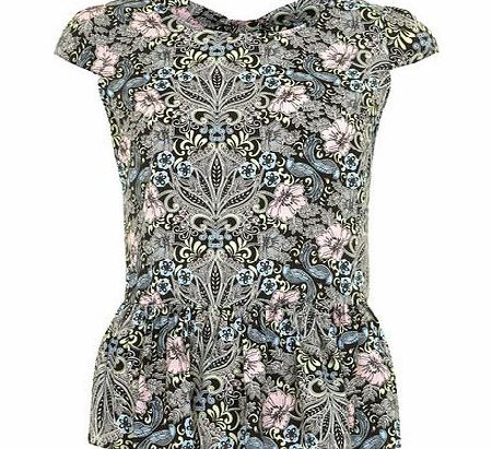 Dorothy Perkins Womens Lola Skye Paisley Fril Hem Blouse- Purple