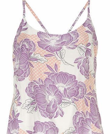 Womens Lola Skye Tropical Tie Cami- Purple
