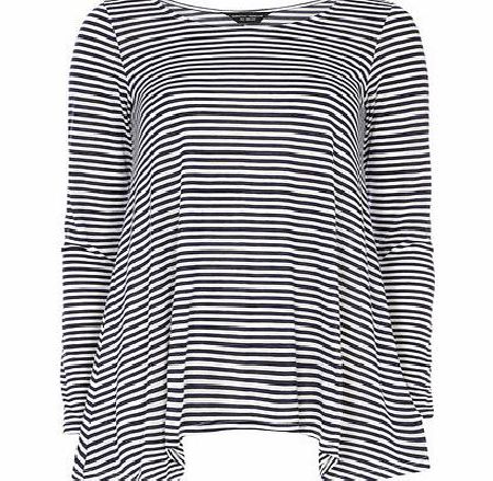 Dorothy Perkins Womens Long Sleeved Stripe Top- Navy DP56400723
