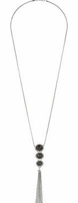Dorothy Perkins Womens Long Stone Pendant Necklace- Silver