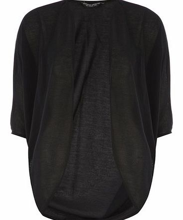 Womens Longline cocoon cardigan- Black DP56395710