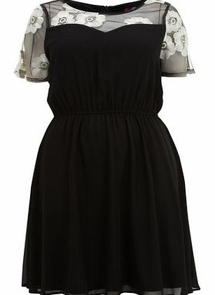 Dorothy Perkins Womens Lovedrobe Black Floral Mesh Insert Dress-