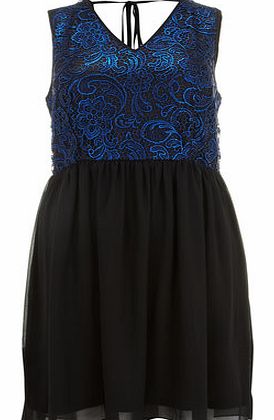 Dorothy Perkins Womens Lovedrobe Blue Lace Contrast V Dress-
