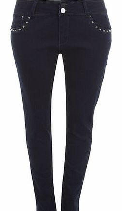 Dorothy Perkins Womens Lovedrobe Blue Studded Pocket Jeans- Blue