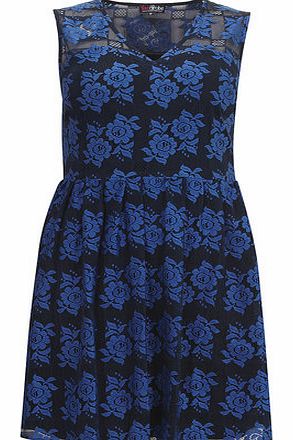 Dorothy Perkins Womens Lovedrobe Blue V Neck Skater Dress- Blue