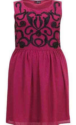 Dorothy Perkins Womens Lovedrobe Cerise Cornelli Skater Dress-