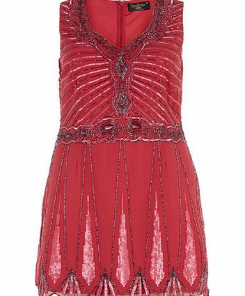 Dorothy Perkins Womens Lovedrobe Cerise Sequin Flapper Dress-