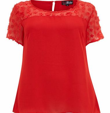 Dorothy Perkins Womens Lovedrobe Red Floral Applique Top- Red