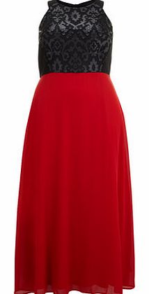 Dorothy Perkins Womens Lovedrobe Red PU Contrast Maxi Dress- Red