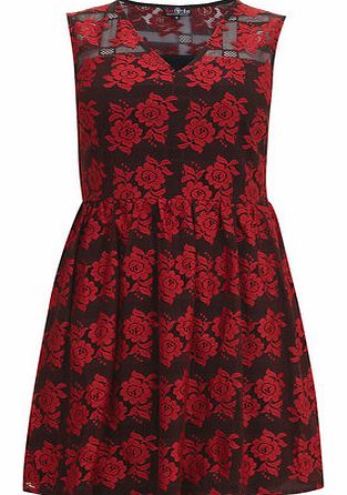 Dorothy Perkins Womens Lovedrobe Red V Neck Skater Dress- Red