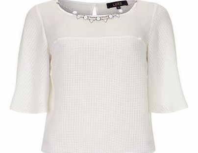 Womens Luxe Ivory embellished blouse- White