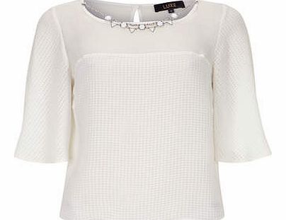 Womens Luxe Ivory embellished blouse- White