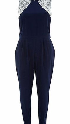 Dorothy Perkins Womens Luxe Navy Embellished Jumpsuit- Blue