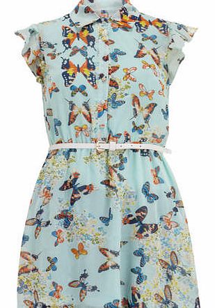 Dorothy Perkins Womens Madam Rage Butterfly shirt dress- Blue