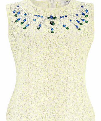 Dorothy Perkins Womens Madam Rage Neon lace top- Yellow DP20100080