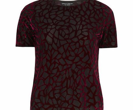 Dorothy Perkins Womens Magenta Abstract devore Tee- Pink
