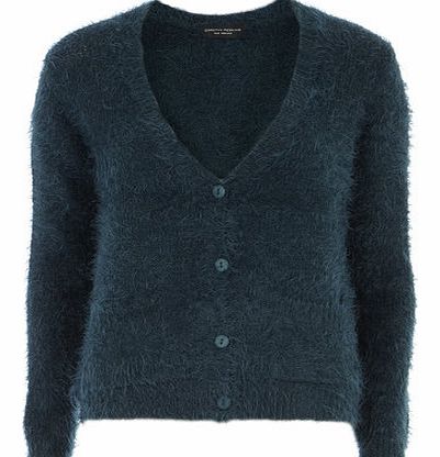 Dorothy Perkins Womens Mallard Green Fluffy Cardigan- Teal