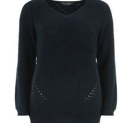 Dorothy Perkins Womens Mallard green longline knitted jumper-