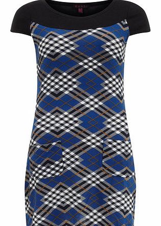 Dorothy Perkins Womens Mandi Multi Blue Check Print Dress- Blue