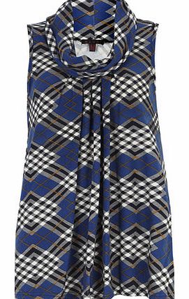 Dorothy Perkins Womens Mandi Multi Blue Check Print Tunic- Blue