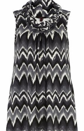 Dorothy Perkins Womens Mandi Multi Grey Chevron Print Top- Grey