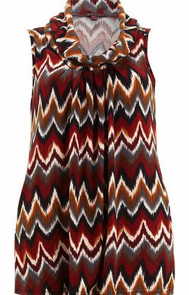 Dorothy Perkins Womens Mandi Multi Red Chevron Print Top- Red