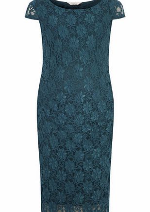 Dorothy Perkins Womens Maternity Teal lace bodycon dress- Teal