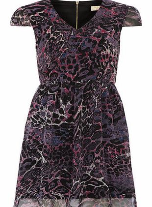 Dorothy Perkins Womens Maya Black Animal Chiffon Dress- Black